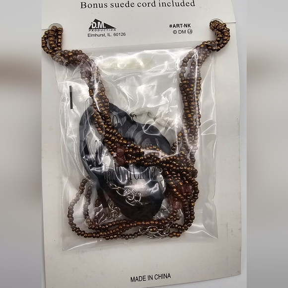 Murano Glass Stretched Millefiori Pendant, Dichroic Copper Fluss Art Glass on Br - Picture 5 of 6